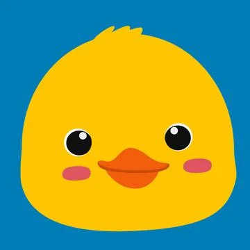 Cute Yellow Duck Chibi Vector Character Stock Illustration