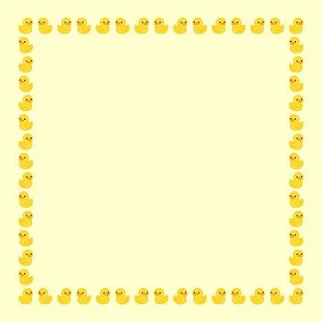 Cute Yellow Duck Pattern Rectangular Seamless Border Frame for Children Pro.. Stock Illustration