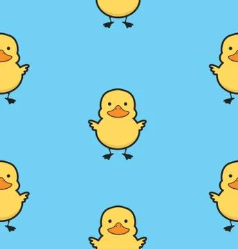 Cute yellow duck seamless pattern 스톡 일러스트