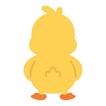 Cute Yellow Duckling Standing Back View Illustration Stock Illustration