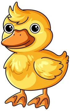 Cute Yellow Duckling Vector Illustration Isolated on White Background Stock Illustration