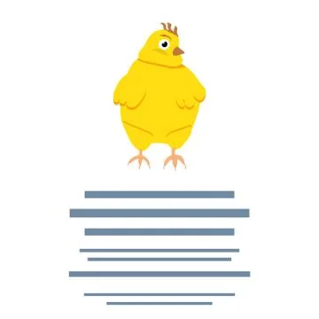 Cute yellow Easter chicken cartoon illustration with text. Stock Illustration