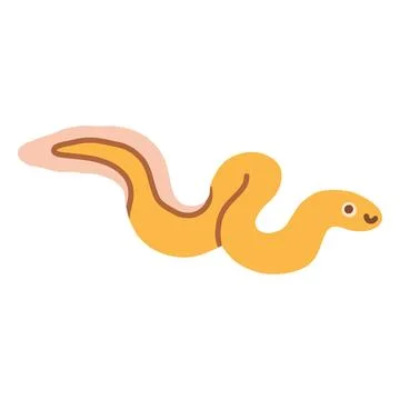Cute yellow eel character vector illustration. Ocean marine animal isolated on Stock Illustration
