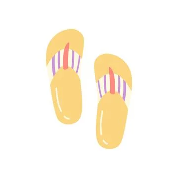 Cute Yellow Flip Flops Vector Summer Beach Sandals Illustration Illustrazione stock