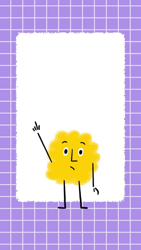 Cute Yellow Fluffy Character Asking 4K Vertical Animation Stock Footage 325085086