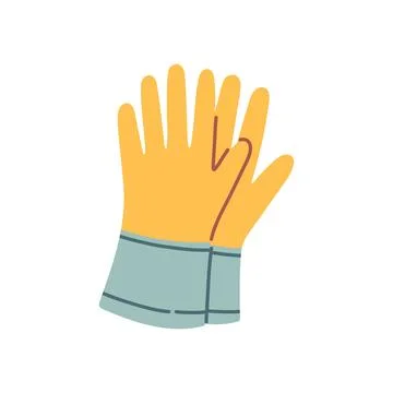 Cute yellow garden gloves vector illustration in flat pastel style. Ideal for Stock Illustration