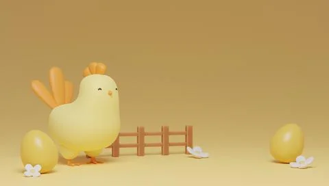 Cute yellow hen Stock Illustration