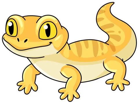 Cute Yellow Leopard Gecko Vector Illustration Isolated on White Background Illustrazione stock