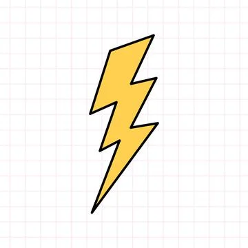 Cute yellow lightning bolt in the style of the 90s Stock Illustration