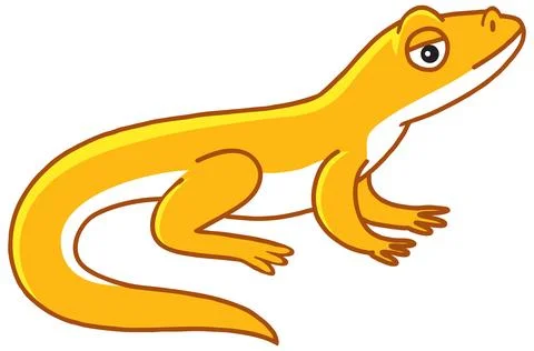Cute Yellow Lizard Cartoon Vector Illustration on White Stock Illustration