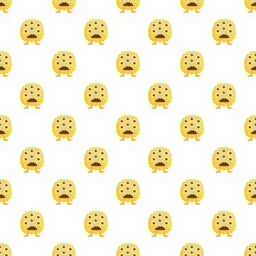 Cute yellow monster alien character seamless pattern Illustrazione stock