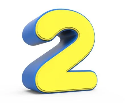 Cute yellow number 2 Stock Illustration