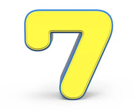 Cute yellow number 7 Stock Illustration