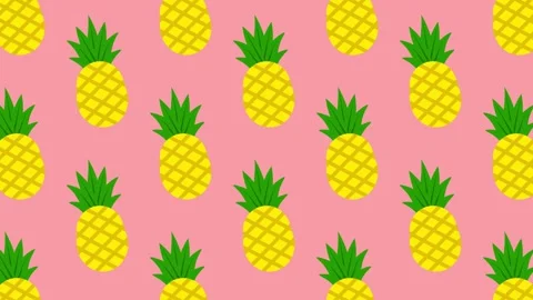 Cute yellow pineapple seamless pattern background loop on pastel pink for summer Stock Footage 336365829