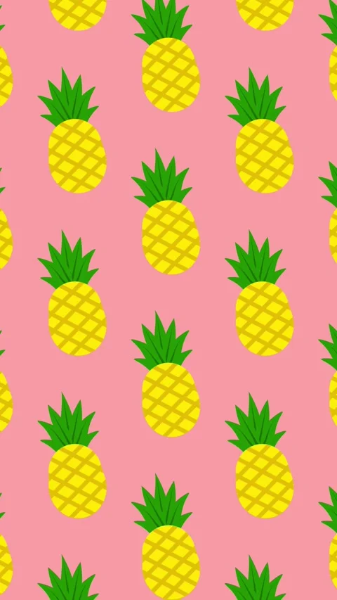 Cute yellow pineapple seamless pattern background loop on pastel pink for summer 動画素材 336365833