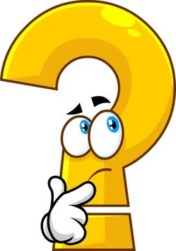 Cute Yellow Question Mark Cartoon Character Thinking Stock Illustration