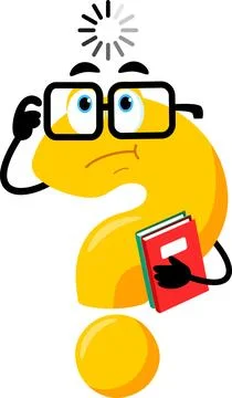 Cute Yellow Question Mark Cartoon Character Holding A NoteBooks And Thinks Stock Illustration