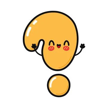 Cute yellow question mark character waving hello with a happy expression Stock Illustration