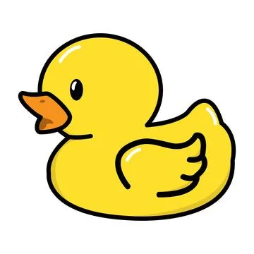 Cute yellow rubber duck flat Stock Illustration