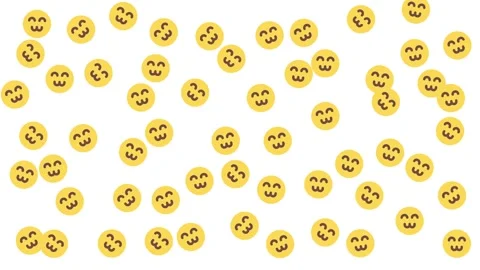 Cute yellow smiling face icons pattern on white background for 2025 Stock Footage 344875265