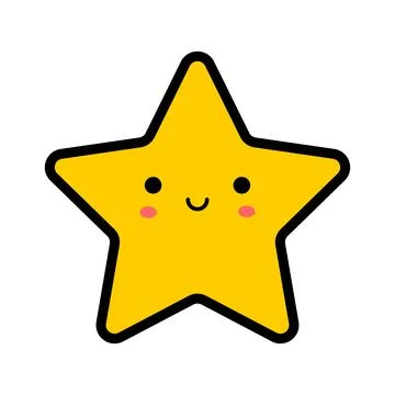 Cute yellow smiling star. Vector illustration. Stock Illustration