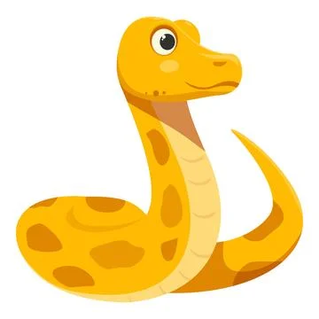 Cute yellow snake posing on white background Stock Illustration