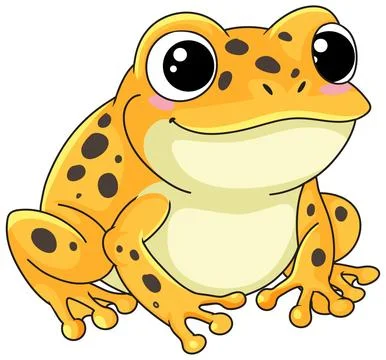 Cute Yellow Spotted Frog Vector Illustration Isolated on White Background イラスト素材