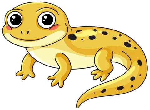 Cute Yellow Spotted Salamander Vector Illustration Isolated on White Backgrou Stock Illustration