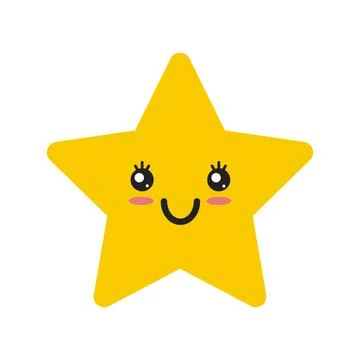 Cute yellow star with a face. Vector. Stock Illustration