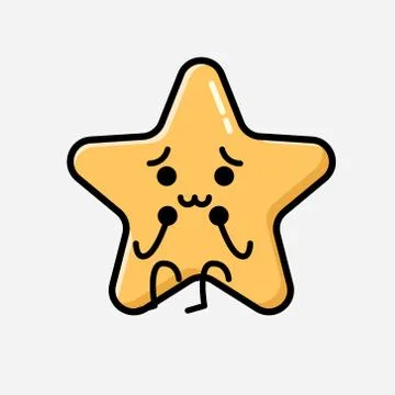 Cute Yellow Star Mascot Vector Character in Flat Design Style Stock Illustration