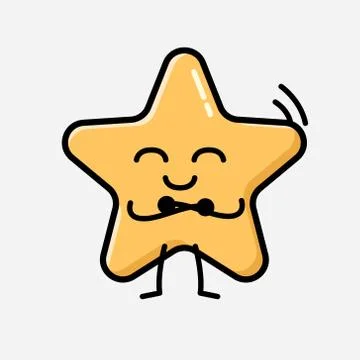 Cute Yellow Star Mascot Vector Character in Flat Design Style Stock Illustration
