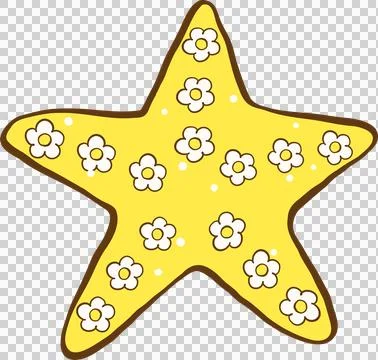 Cute Yellow Starfish with Flowers Pattern Stock Illustration