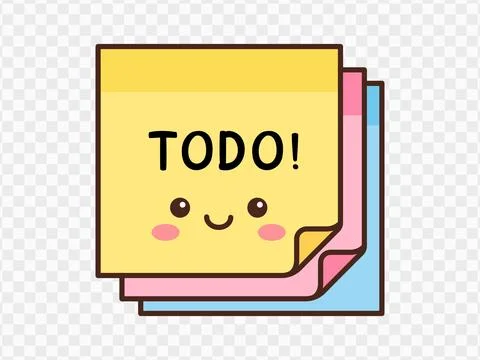 Cute yellow sticky notes with todo text vector illustration kawaii statione.. Illustrazione stock