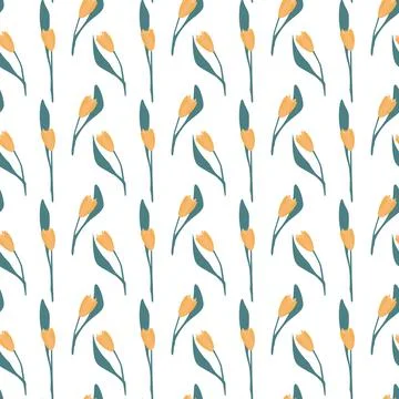Cute yellow tulips seamless pattern. Flowers endless background. Natute repea Stock-Illustration