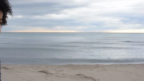 Cute young black boy on beach Stock Footage 88933334