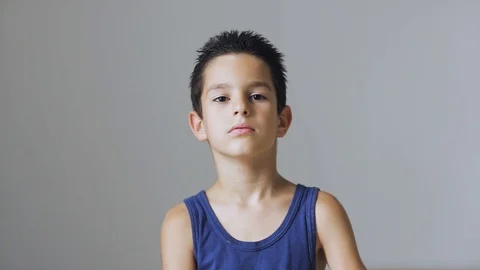 Cute young sad boy looking to camera. Stock Footage 112255974