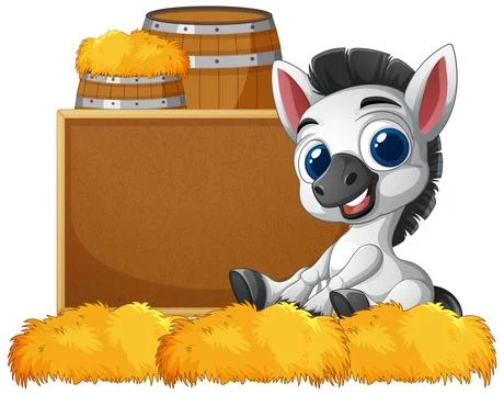 Cute Zebra in a Barn Scene Illustrazione stock