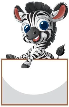 Cute Zebra with Blank Sign Stock Illustration