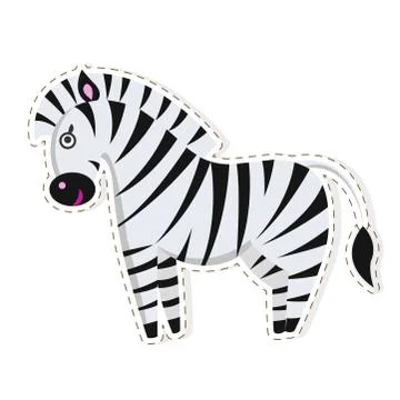 Cute Zebra Cartoon Flat Vector Sticker or Icon 스톡 일러스트