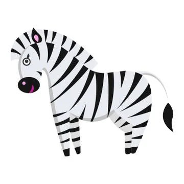 Cute Zebra Cartoon Flat Vector Sticker or Icon Illustrazione stock