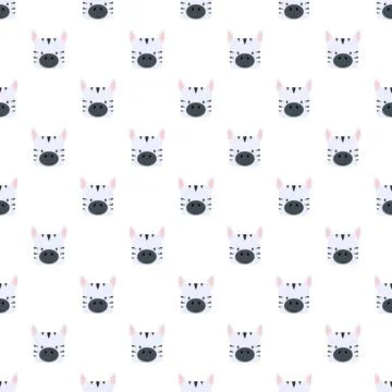 Cute zebra heads seamless pattern background for kids Stock Illustration