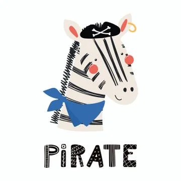 Cute zebra pirate Stock Illustration