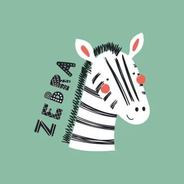 Cute zebra portrait Stock Illustration