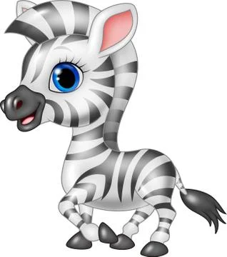 Cute zebra posing isolated on white background Stock Illustration