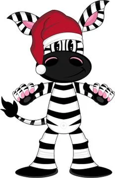 Cute Zebra in Santa Hat Illustration