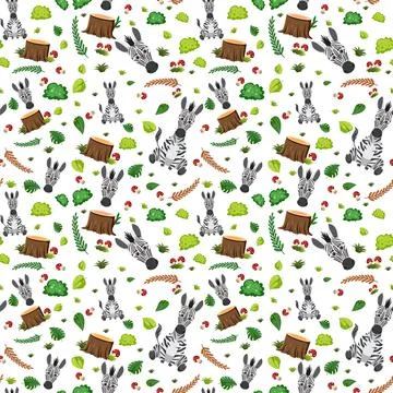 Cute zebra seamless pattern Illustrazione stock