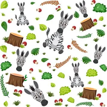 Cute zebra seamless pattern Illustrazione stock