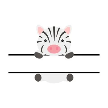 Cute zebra split monogram. Funny cartoon character for shirt, scrapbooking, p Stock Illustration