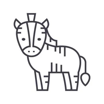 Cute zebra vector line icon, sign, illustration on background, editable strok Stock Illustration