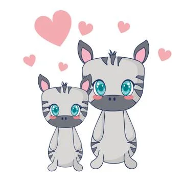 Cute zebras couple characters vector illustration Stock Illustration